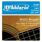 D'Addario / 80/20 Bronze EJ36 Light 10-47 12strings 