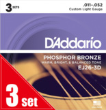 D'Addario / Phosphor Bronze EJ26-3D Custom Light 11-52 (3set pack) 