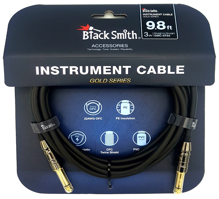 BLACK　イシバシ楽器　CABLE　SMITH　INSTRUMENT　GOLD　SERIES　楽器用ケーブル　3m　S/S