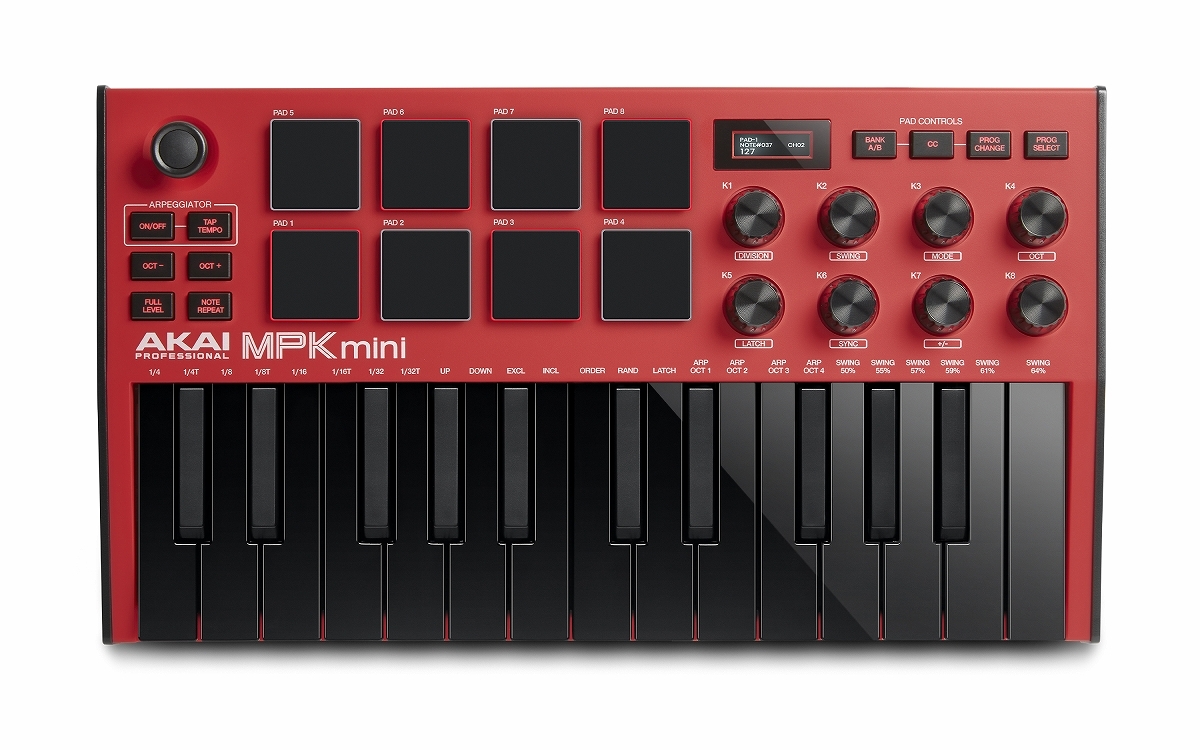AKAI アカイ / MPK mini MK3 RED【限定カラー レッドモデル】25鍵USB MIDIキーボードコントローラー