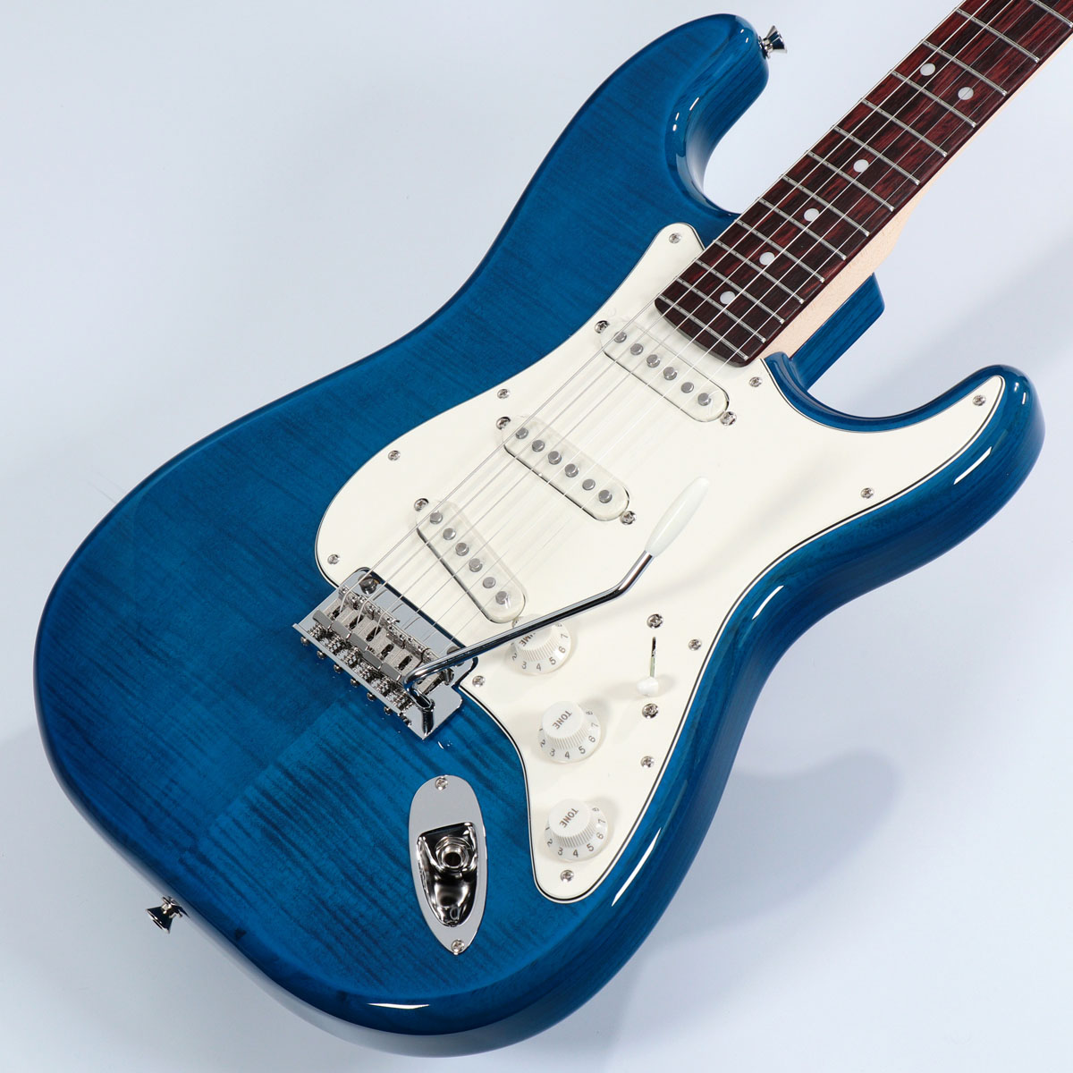 Fender ISHIBASHI FSR MIJ HybridII Stratocaster Curly Maple Top Ash Back  Translucent Blue フェンダー イシバシ楽器