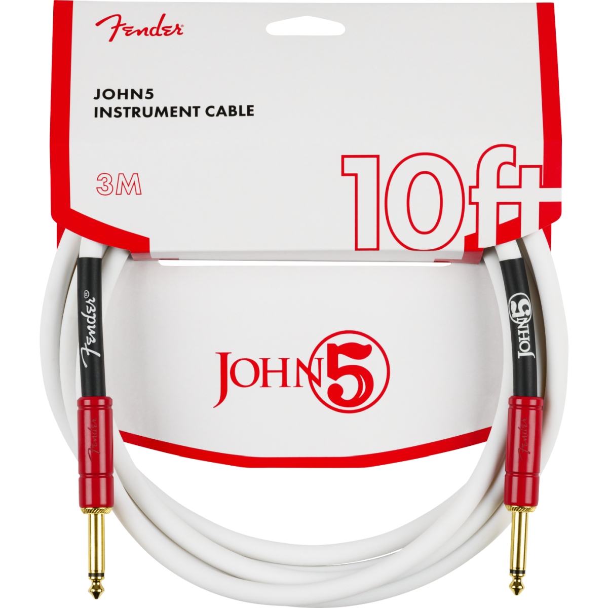 Fender / John 5 10 Feet Instrument Cable White/Red [ギターケーブル][約3ｍ]