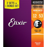 Elixir Strings / #16545 Nanoweb with Anti-Rust Phosphor Bronze #16052  3 Set Pack Light 12-53