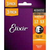 Elixir Strings / #16545 Nanoweb with Anti-Rust Phosphor Bronze #16052  3 Set Pack Light 12-53