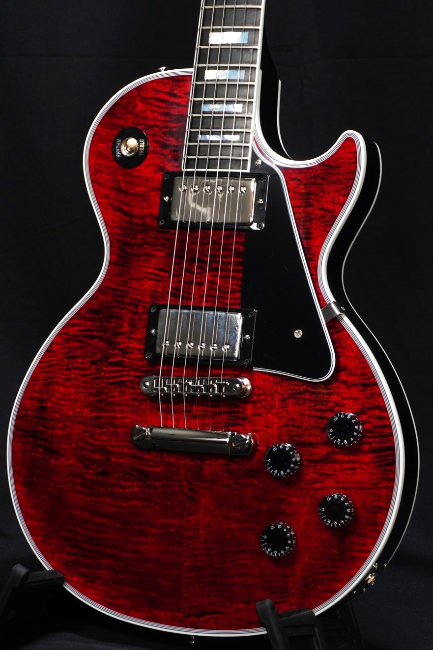 シャインタイガー　レスポールギター Les Paul Custom Figured w/Ebony Fingerboard Gloss Red Tiger