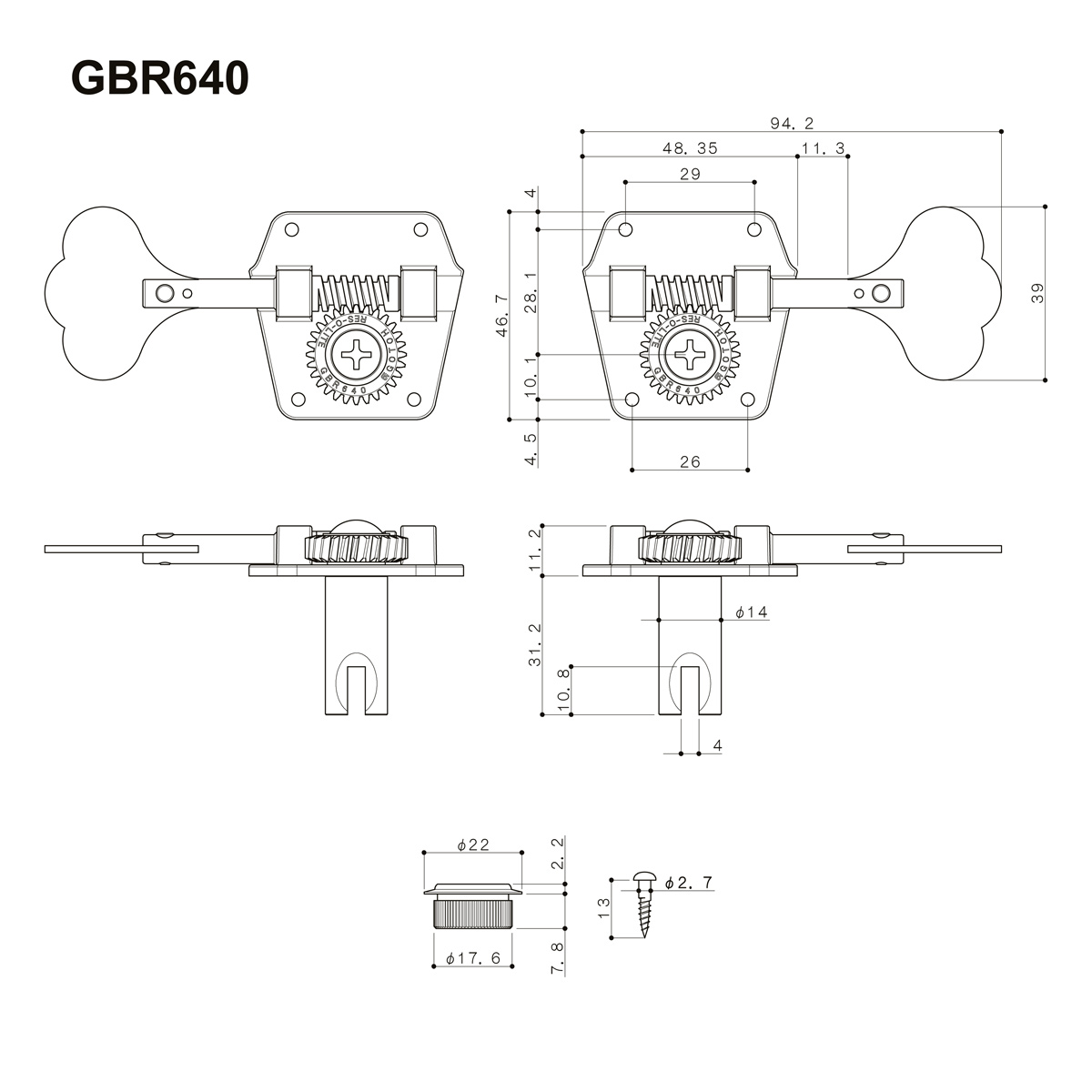 GOTOH / GBR640 N L4 ベース用ペグ ゴトー | イシバシ楽器