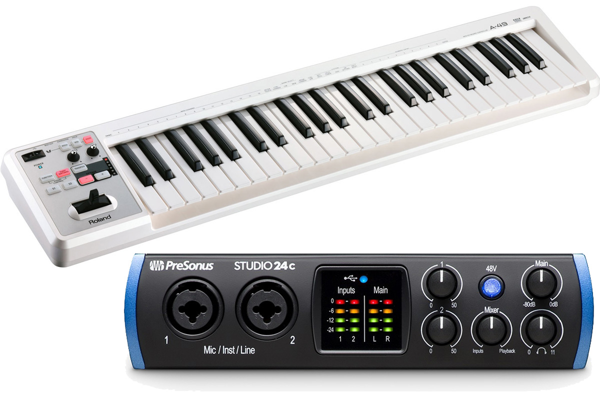 PreSonus プレソナス / Studio 24c [49鍵盤 MIDIキーボード A-49 WH セット！] USB Type-C  オーディオ/MIDIインターフェース