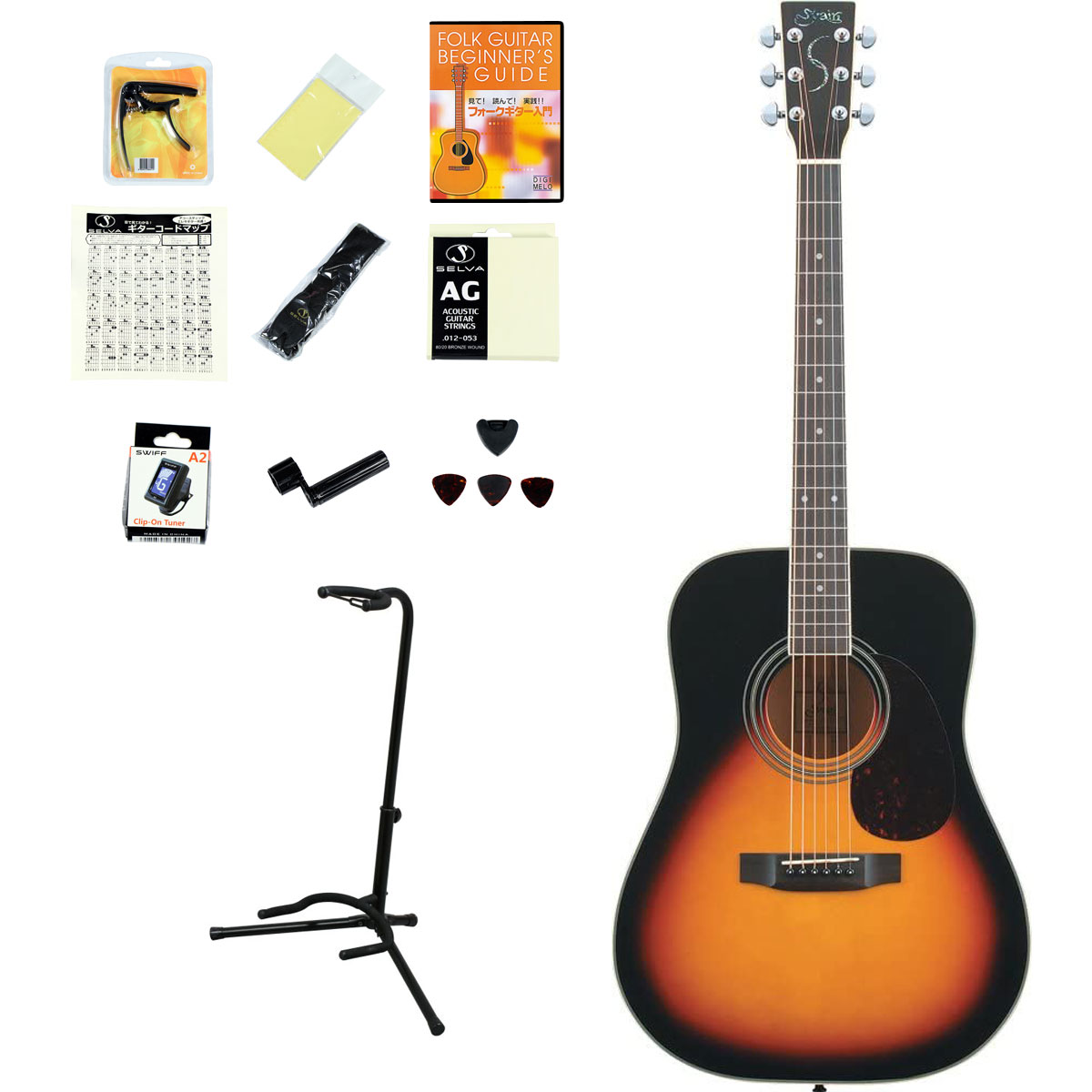 上品 S.YAIR YF-28 3TS トップ単板仕様 アコースティックギター 新品弦