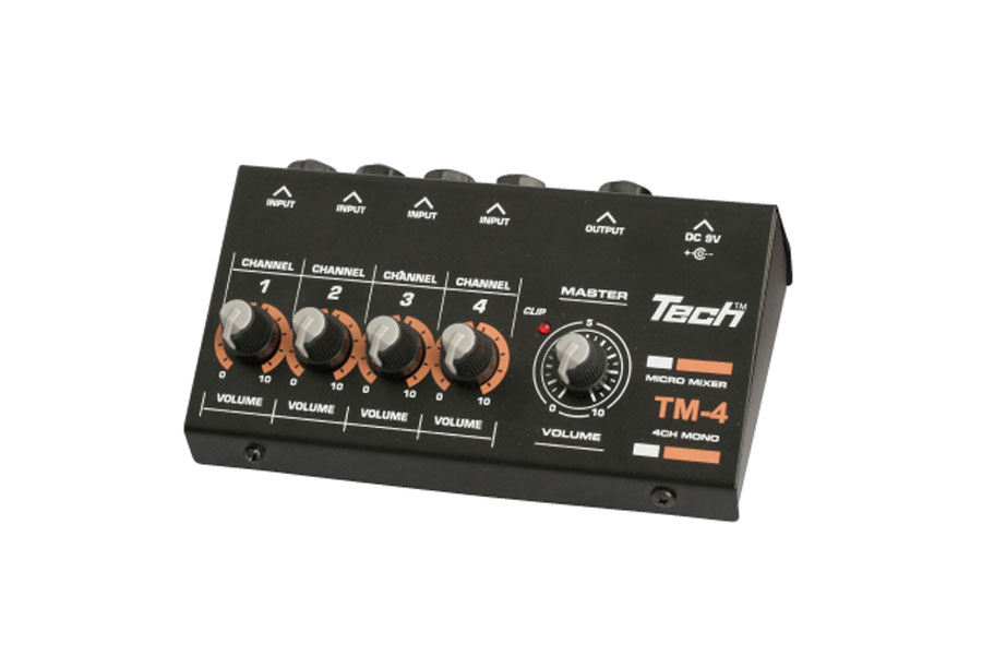 4チャンネルマイクロミキサーTech TM-4　新品！ Tech TM4 4CH マイクロミキサー [電池駆動可能] テック | 島村