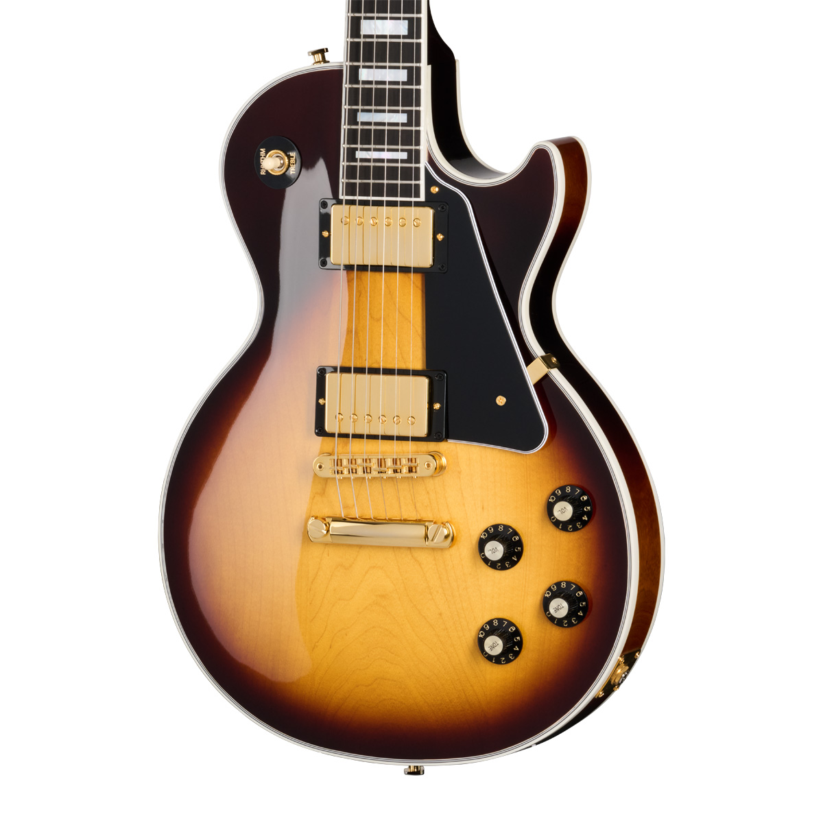 中華製レスポールオレンジ 控え目な虎杢 ロゴはUSメーカーのものに見えます トラ目選定!! Gibson USA / Les Paul Traditional 2015 Japan