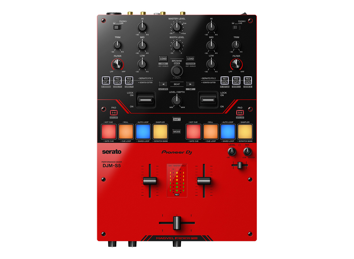 DJミキサー　2ch　(Gloss　スクラッチスタイル　DJM-S5　red)　DJ　Pioneer　イシバシ楽器