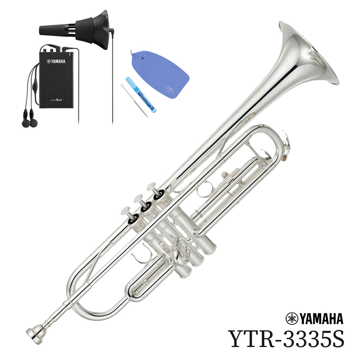 シルバー/レッド 《サイレントブラスセット》YAMAHA/YTR-3335S ヤマハ トランペット シルバーメッキ仕上 リバース管 安心アフターサポート対象 