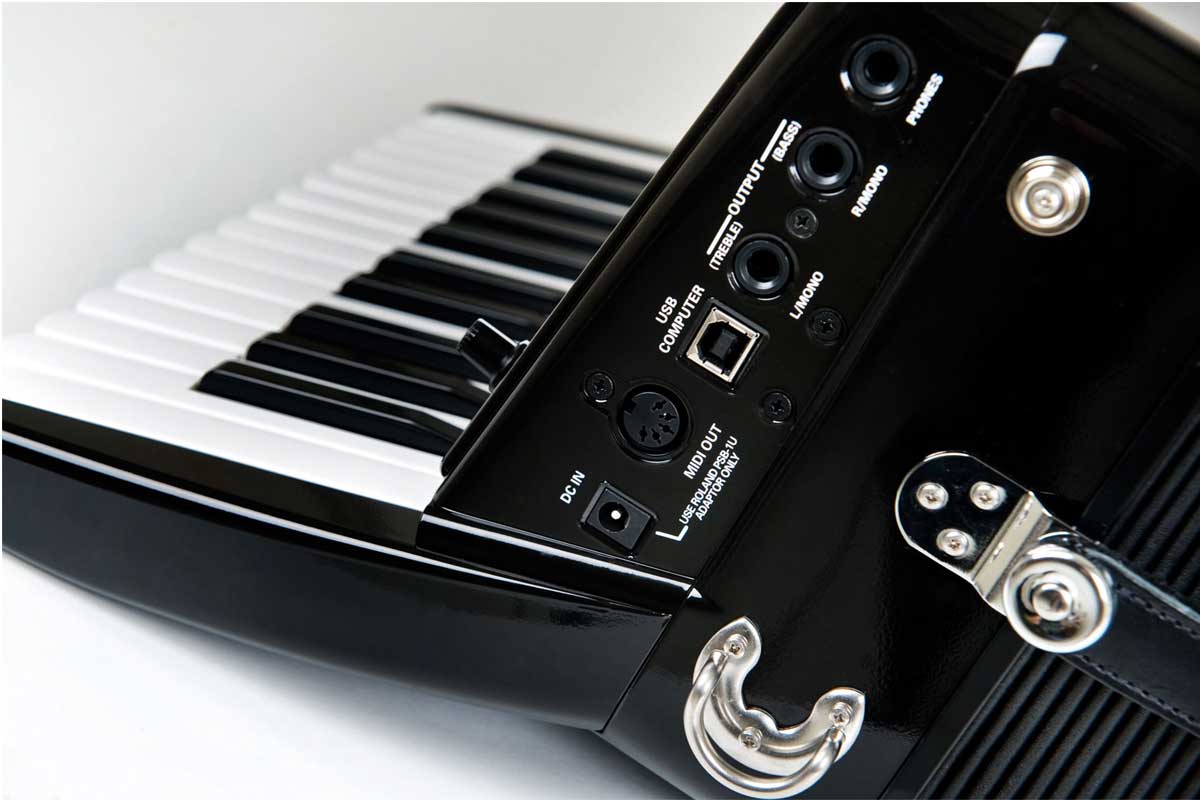 Roland FR-1X Vアコーディオン 黒 ストラップ付き Roland FR-1X Premium V-Accordion Lite with 26 Piano Keys and