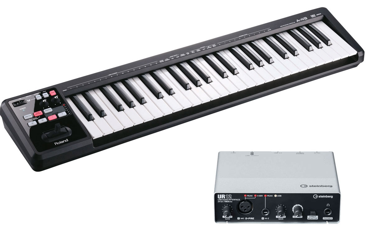 Roland / A-49BK + Steinberg / UR12 MIDIキーボード+ USB