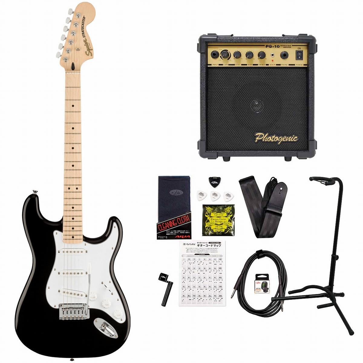 Squier / Affinity Series Stratocaster Maple White PG Black PG-10アンプ付属エレキギター初心者セット