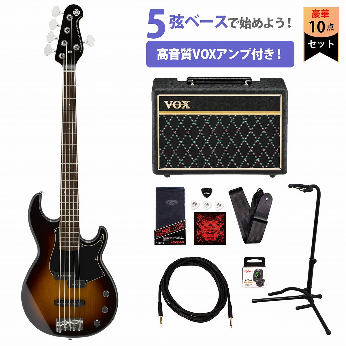 YAMAHA / BB435 タバコブラウンサンバースト(TBS) BB400 Series ヤマハ  5弦ベースVOXアンプ付属5弦エレキベース初心者セット