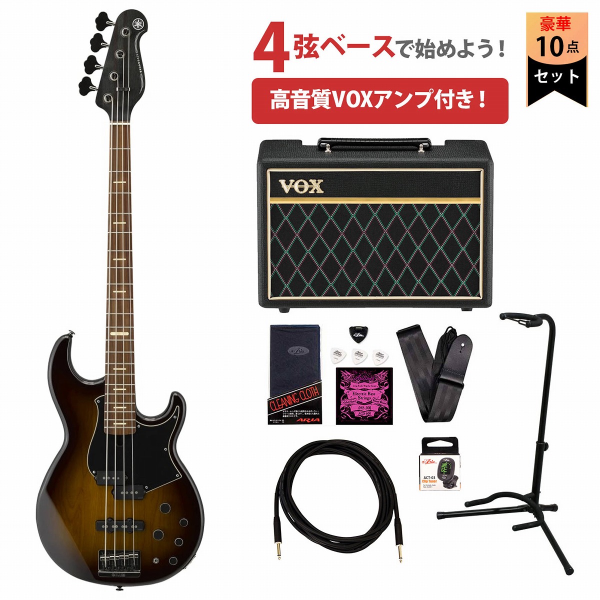 YAMAHA / BB734A ダークコーヒーサンバースト(DCS) BB700 Series ヤマハ Broad Bass  アクティブベースVOXアンプ付属エレキベース初心者セット