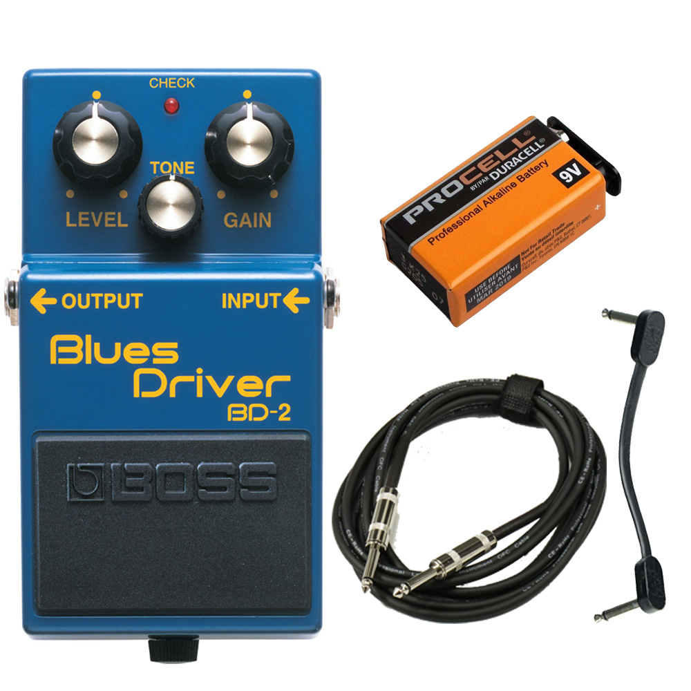 BOSS / BD-2 Blues Driver スターターセット -アルカリ9V電池、3.5mギターケーブル、パッチケーブル-