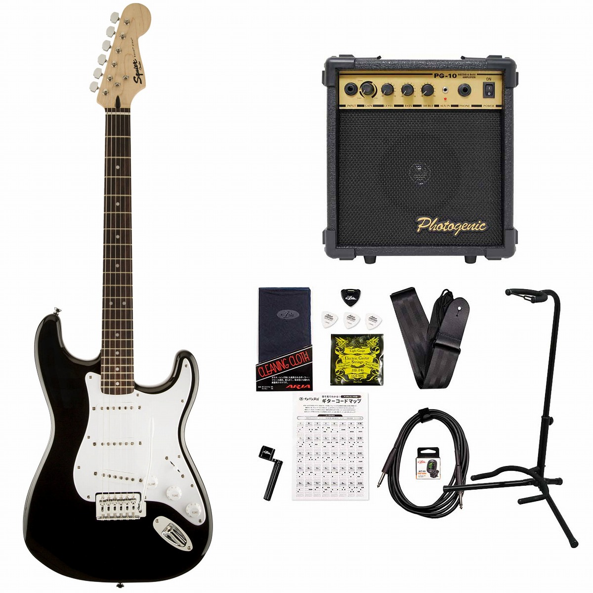 Squier by Fender / Bullet Stratocaster with Tremolo Black PG-10