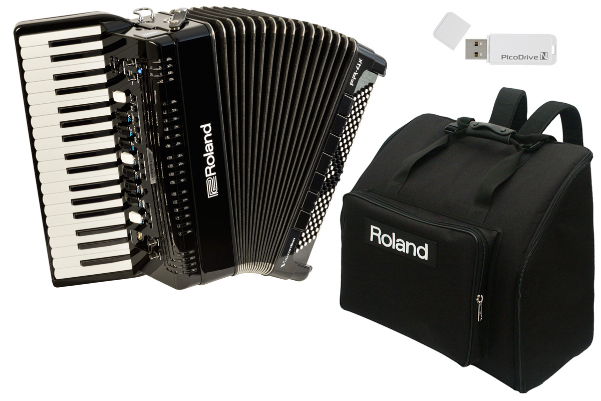 セット！】ブラック　V-Accordion　Roland　イシバシ楽器　BK【純正ケース　FR-4X　ローランド　ピアノ鍵盤タイプ　BAG-FR-3　Vアコーディオン