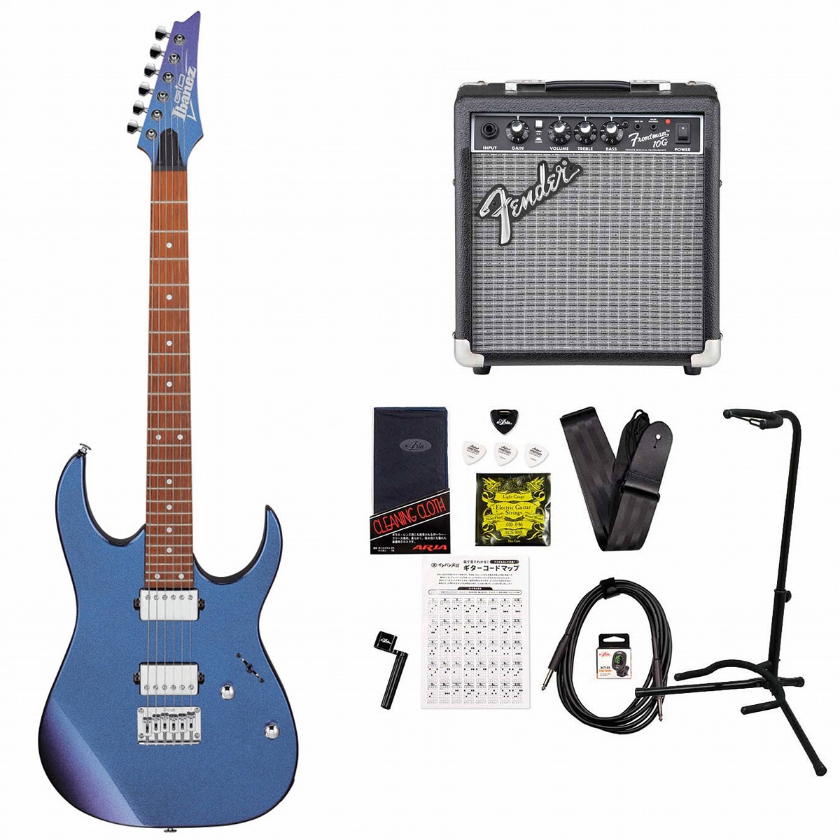 FenderFrontman10Gアンプ付属エレキギター初心者セット　Metal　(Blue　Chameleon)　Series　MODEL]　アイバニーズ　イシバシ楽器　GRG121SP-BMC　Gio　Ibanez　[SPOT