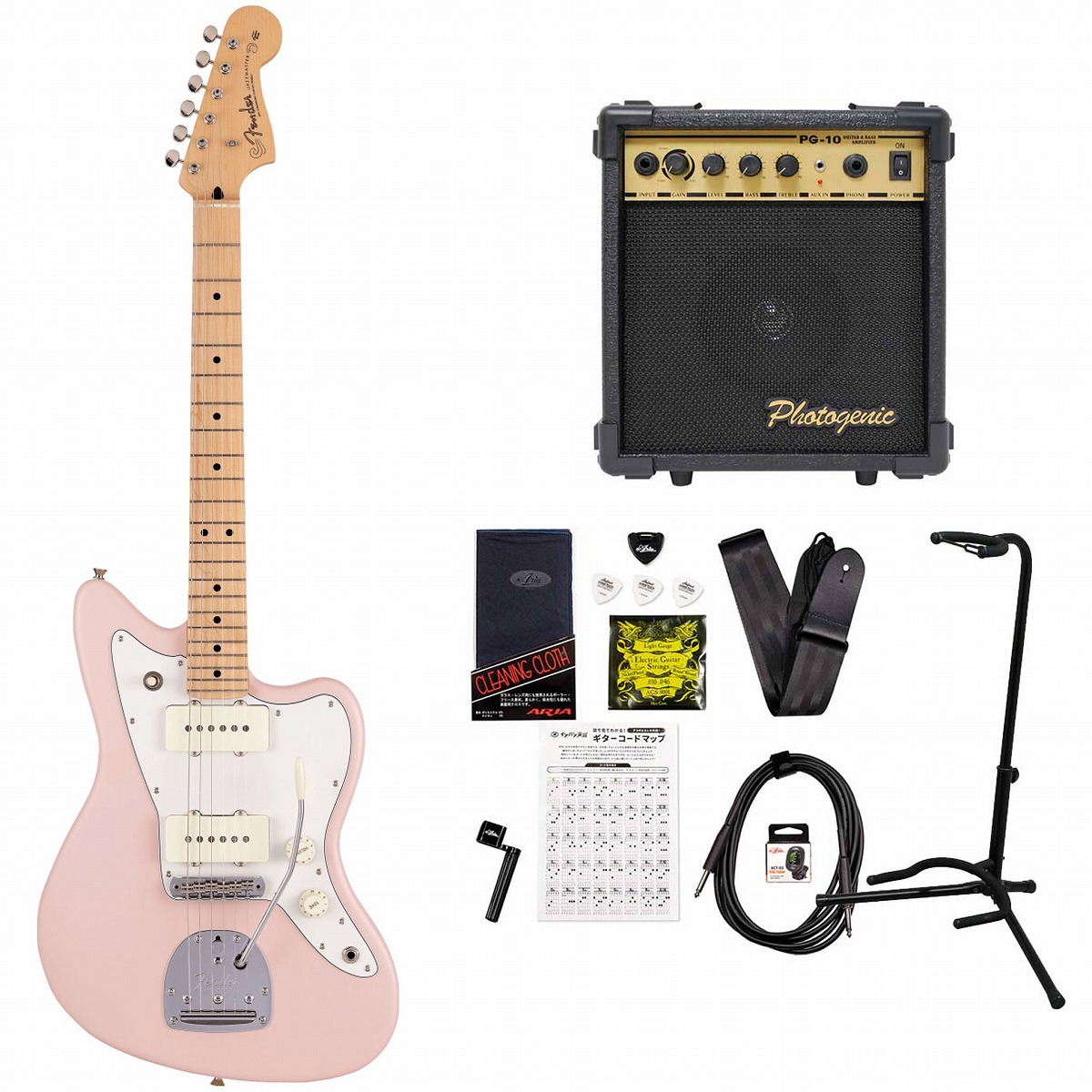 Fender / Made in Japan Junior Collection Jazzmaster Maple Fingerboard Satin  Shell Pink PG-10アンプ付属エレキギター初心者セット