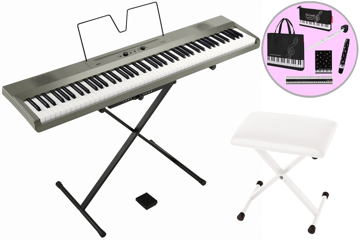 KORG　M　PIANO《数量限定：レッスンバッグセットプレゼント！》　Liano　DIGITAL　L1SP　[キーボードベンチセッ！ト]　(メタリックシルバー)　SILVER　イシバシ楽器