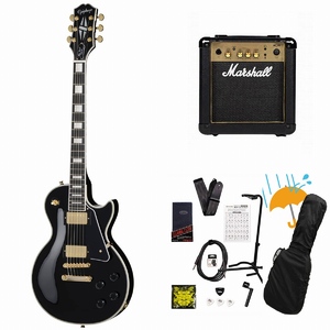 Epiphone/Inspired by Gibson Les Paul Custom Ebony エピフォン レス ポール カスタム Marshall MG10アンプ付属エレキギター初心者セットR