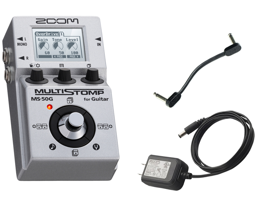 ZOOM / MS-50G MultiStomp Guitar Pedal -純正ACアダプター、パッチケーブル付- 定番のマルチストンプ