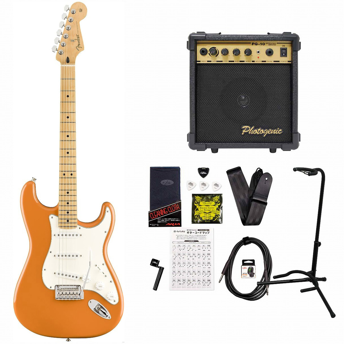 Fingerboard　PG-10アンプ付属エレキギター初心者セット　Player　Orange　Maple　Capri　Stratocaster　Fender　イシバシ楽器