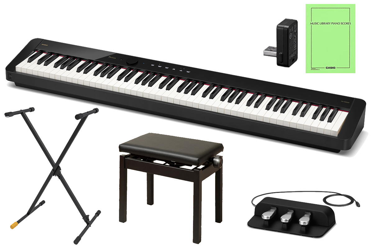 CASIO カシオ / PX-S5000BK【キーボードスタンド、高低自在ピアノ椅子、3本ペダルセット！】(ブラック) Privia (プリヴィア)  電子ピアノ | イシバシ楽器