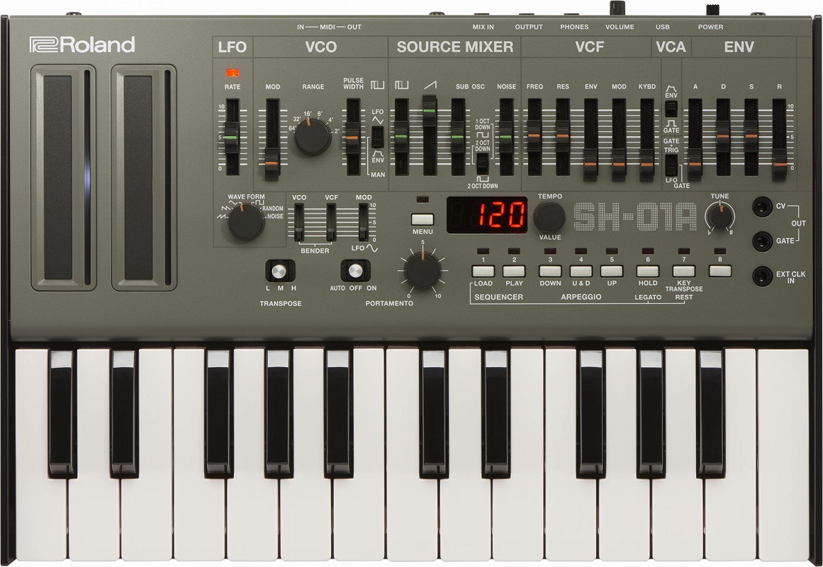 Roland　イシバシ楽器　BLACK　ローランド　SH-01A【K-25mセット】Boutique　Synthesizerブティーク