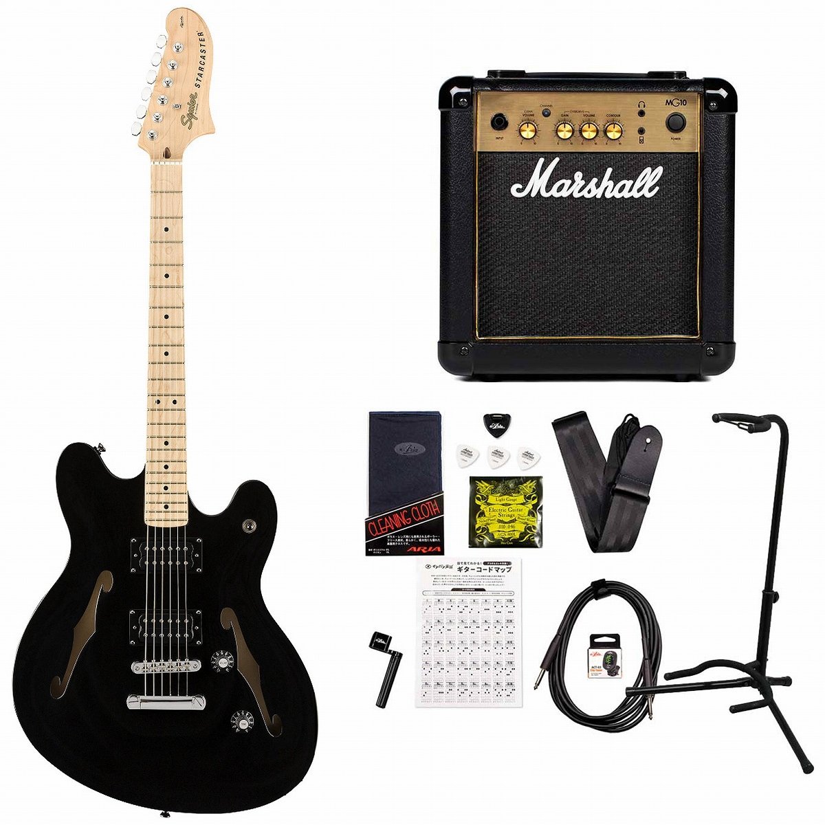 Squier / Affinity Series Starcaster Maple Black MarshallMG10アンプ ...