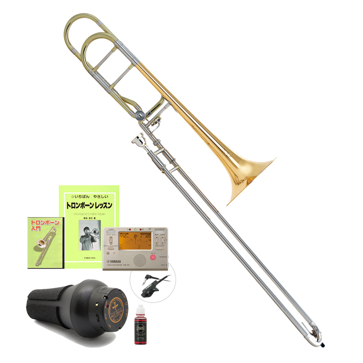 Bach TB-400GL バック テナーバストロンボーン ラッカー仕上げ オープンラップ 消音器 e-BRASSセット イシバシ楽器