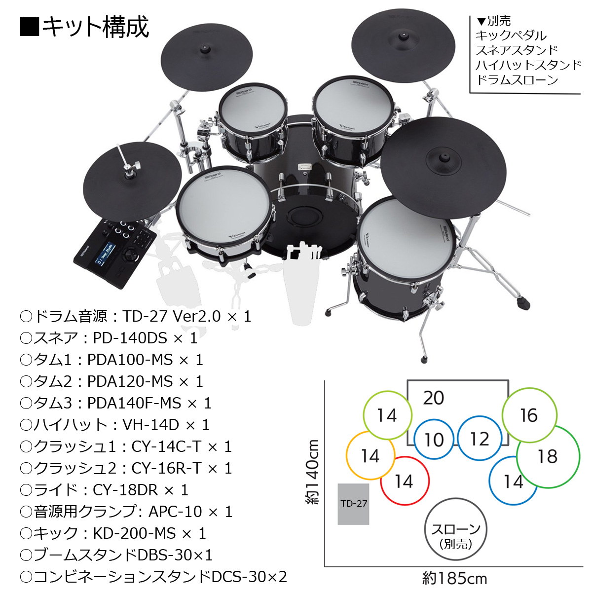 Roland / VAD507 V-Drums Acoustic Design 電子ドラムキット