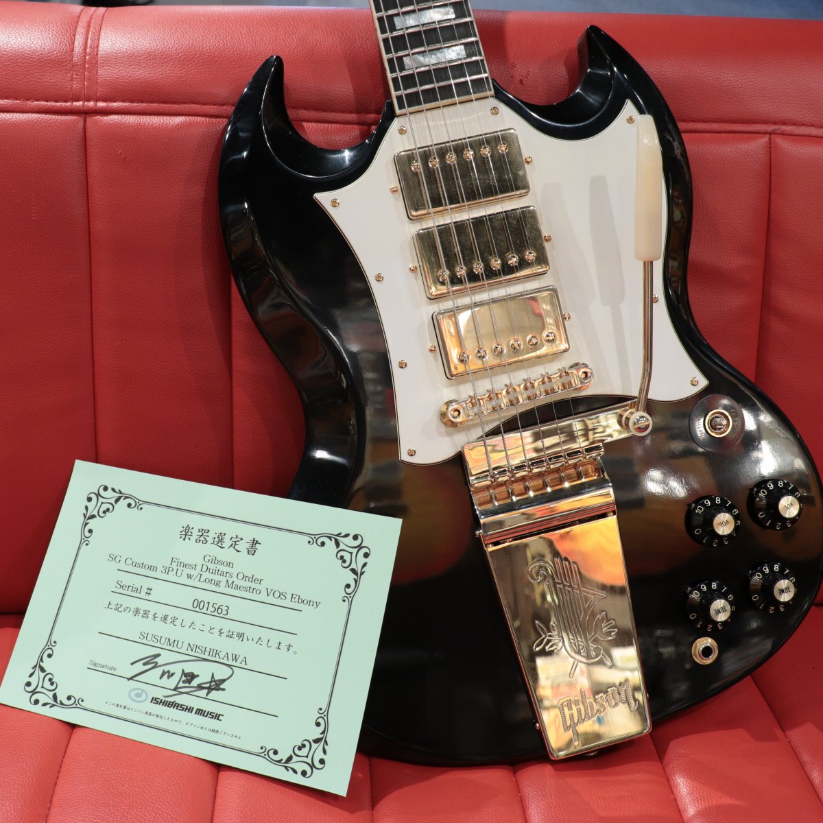 Gibson SG Custom 3P.U w/Long Maestro VOS Ebony