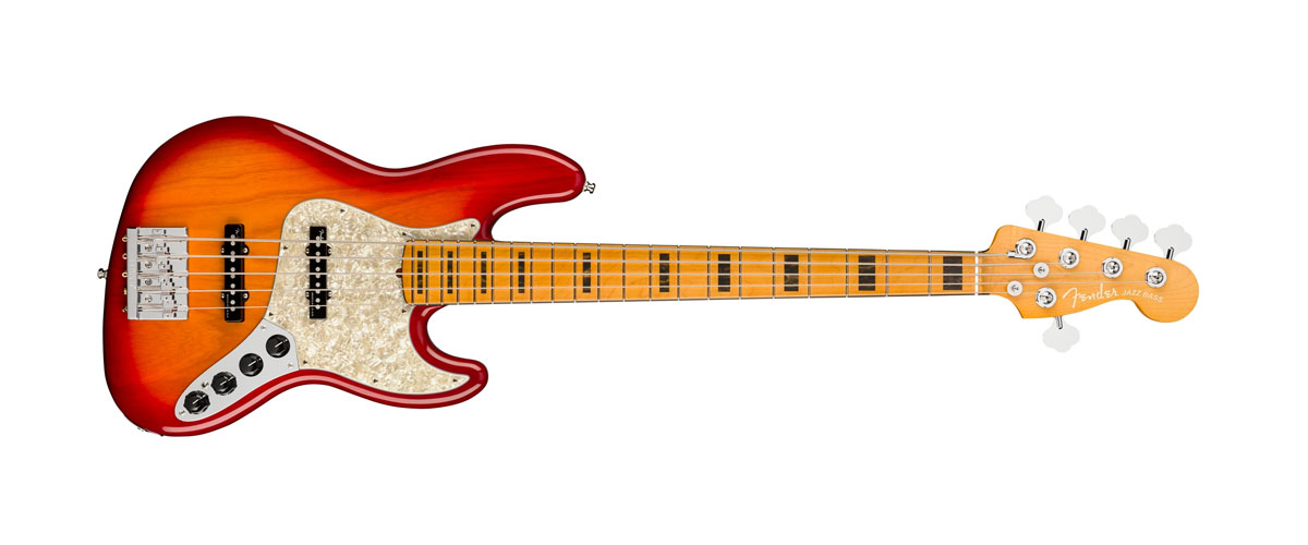 Jazz Bass V Maple Fingerboard Plasma Red Burst