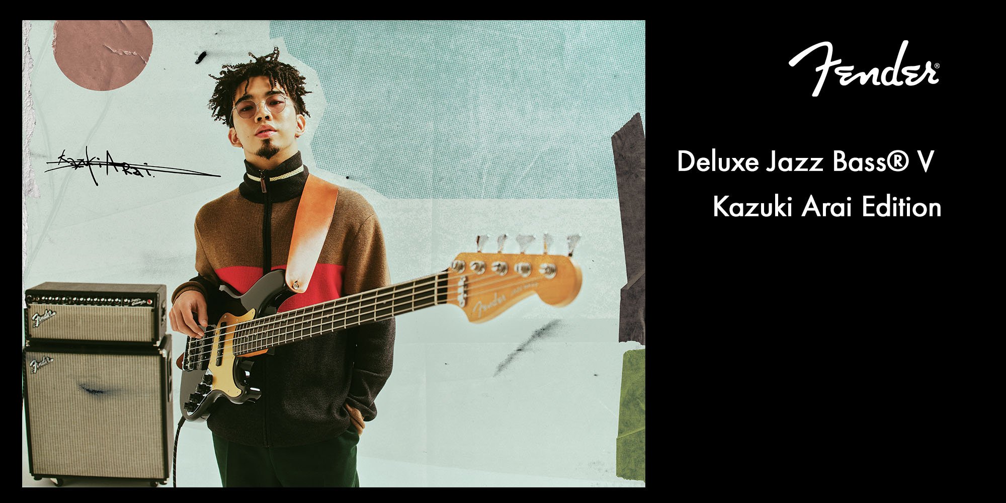 新井和輝（King Gnu）シグネイチャーモデル『Deluxe Jazz Bass ® V, Kazuki Arai Edition, Rosewood Fingerboard, Black』