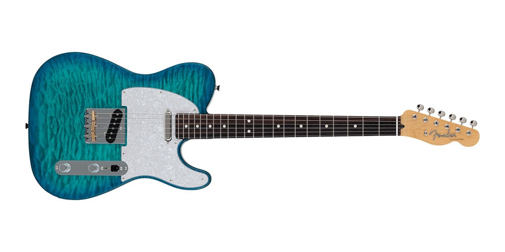 Made in Japan Hybrid II Telecaster QMT, Rosewood Fingerboard, Aquamarine