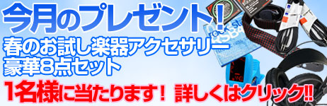 毎月厳選された楽器やアクセサリーが当たります！ 